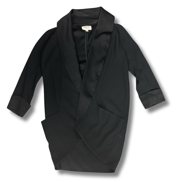 WILFRED - Aritzia Chevalier Blazer Black Silk Blend Open Jacket - Size 0 - Picture 3 of 6